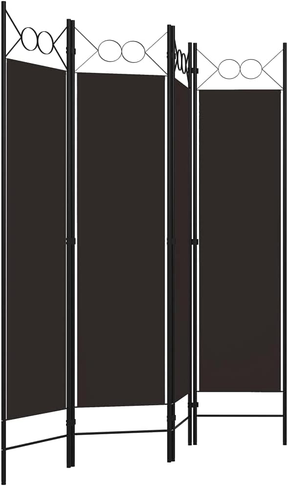 4-Panel Brown Fabric Room Divider