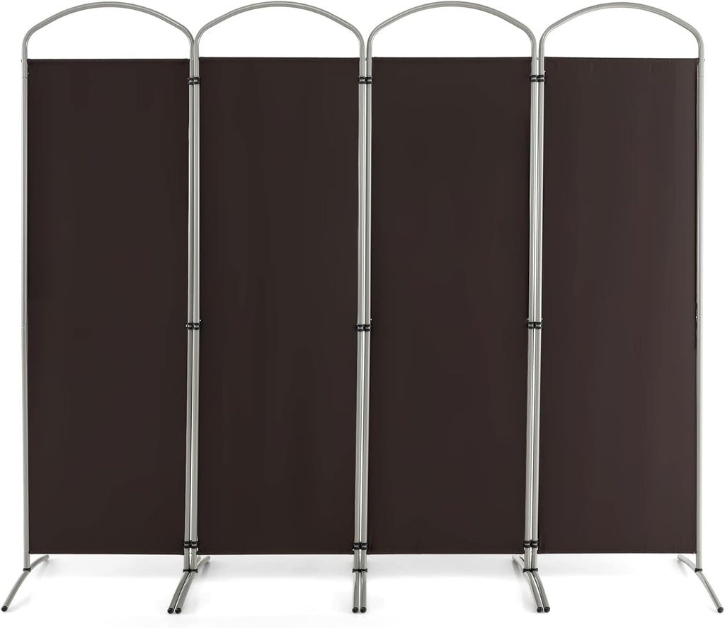 4 Panels Brown Fabric Room Divider