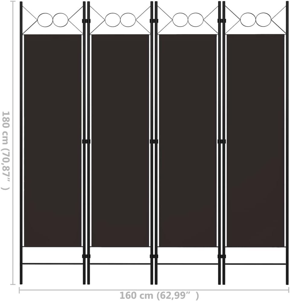 4-Panel Brown Fabric Room Divider