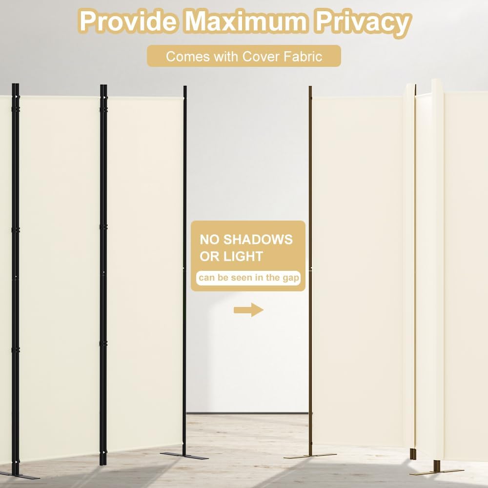 4 Panel Beige Fabric Room Divider