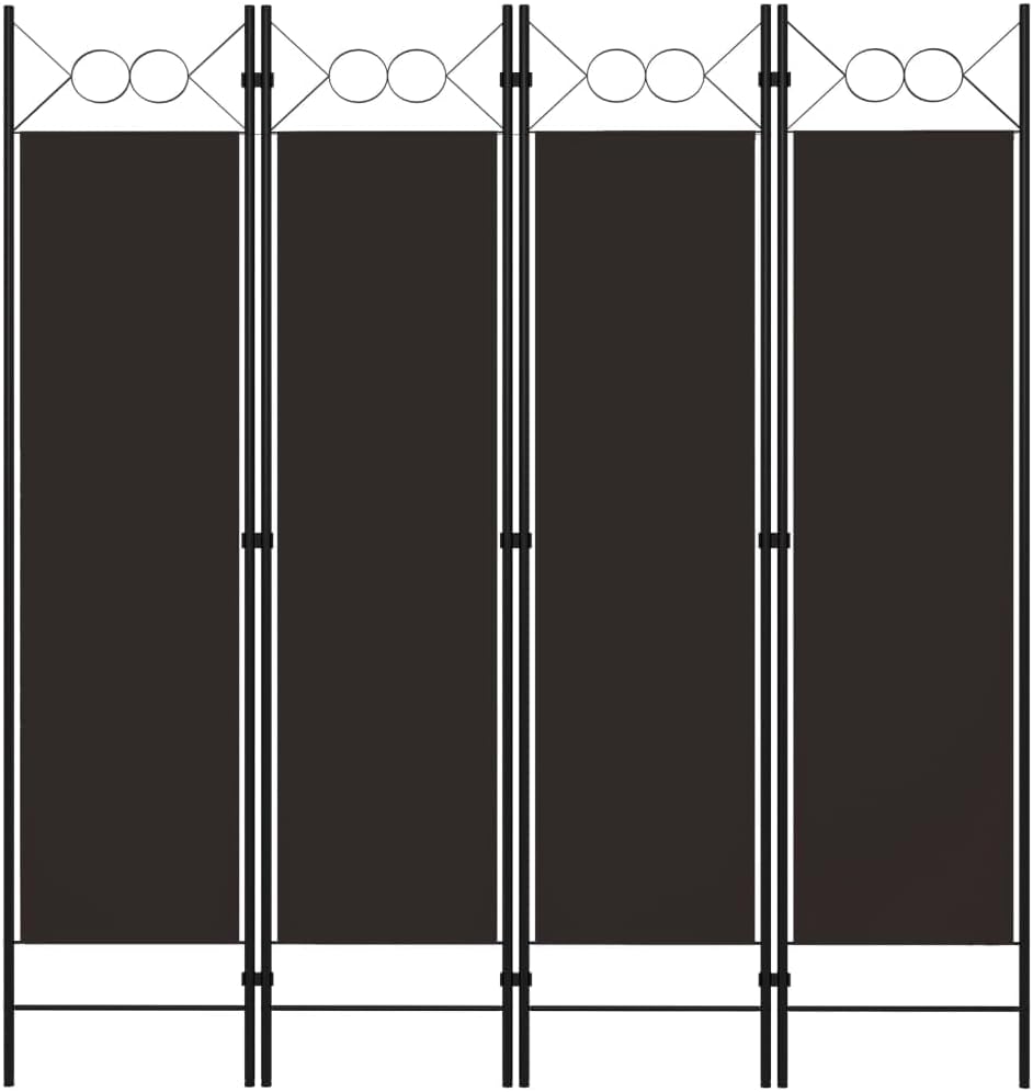 4-Panel Brown Fabric Room Divider