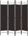 4-Panel Brown Fabric Room Divider