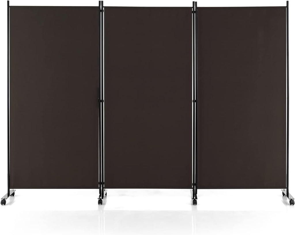 3-Panel Coffee Rolling Room Divider