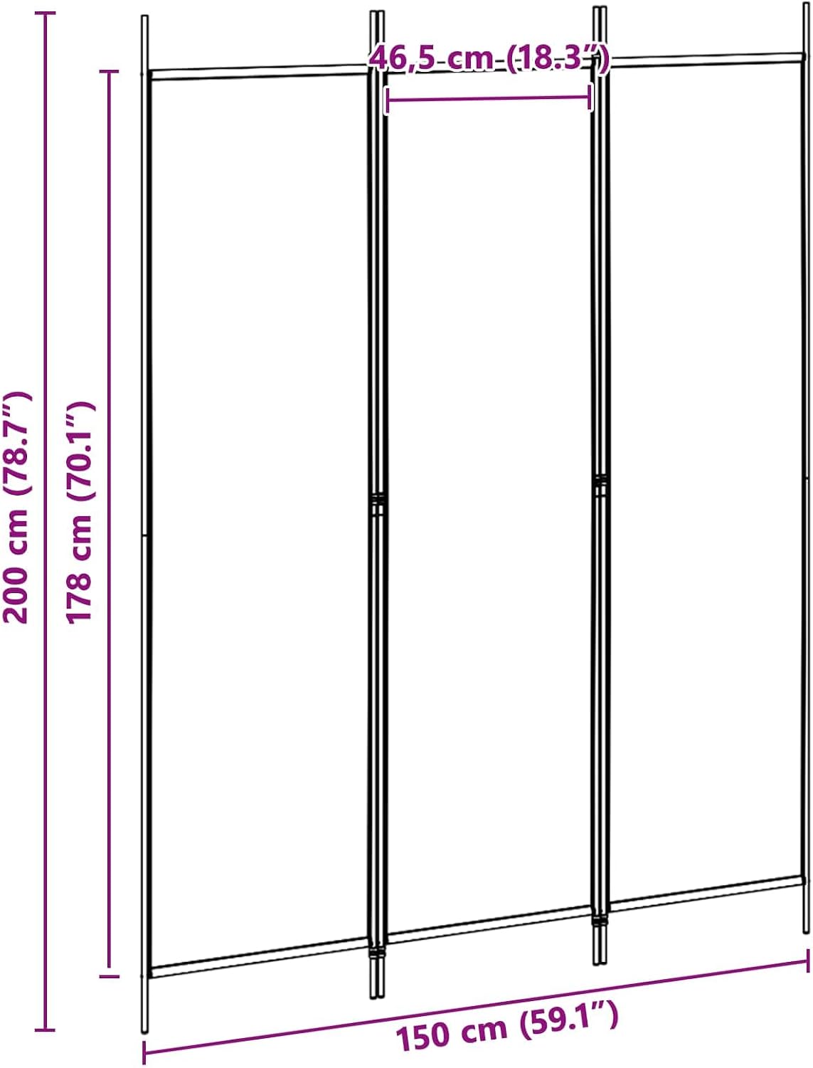 3-Panel Beige Fabric Room Divider