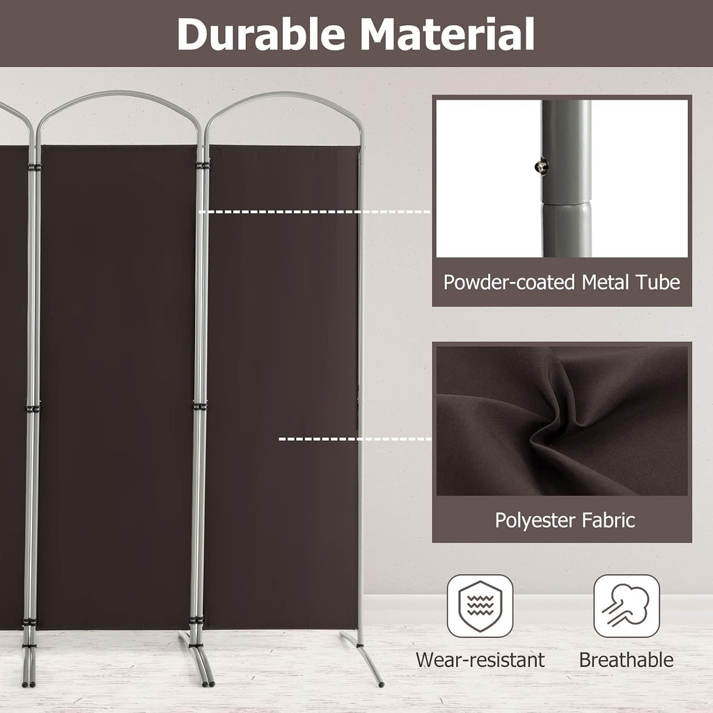 4 Panels Brown Fabric Room Divider