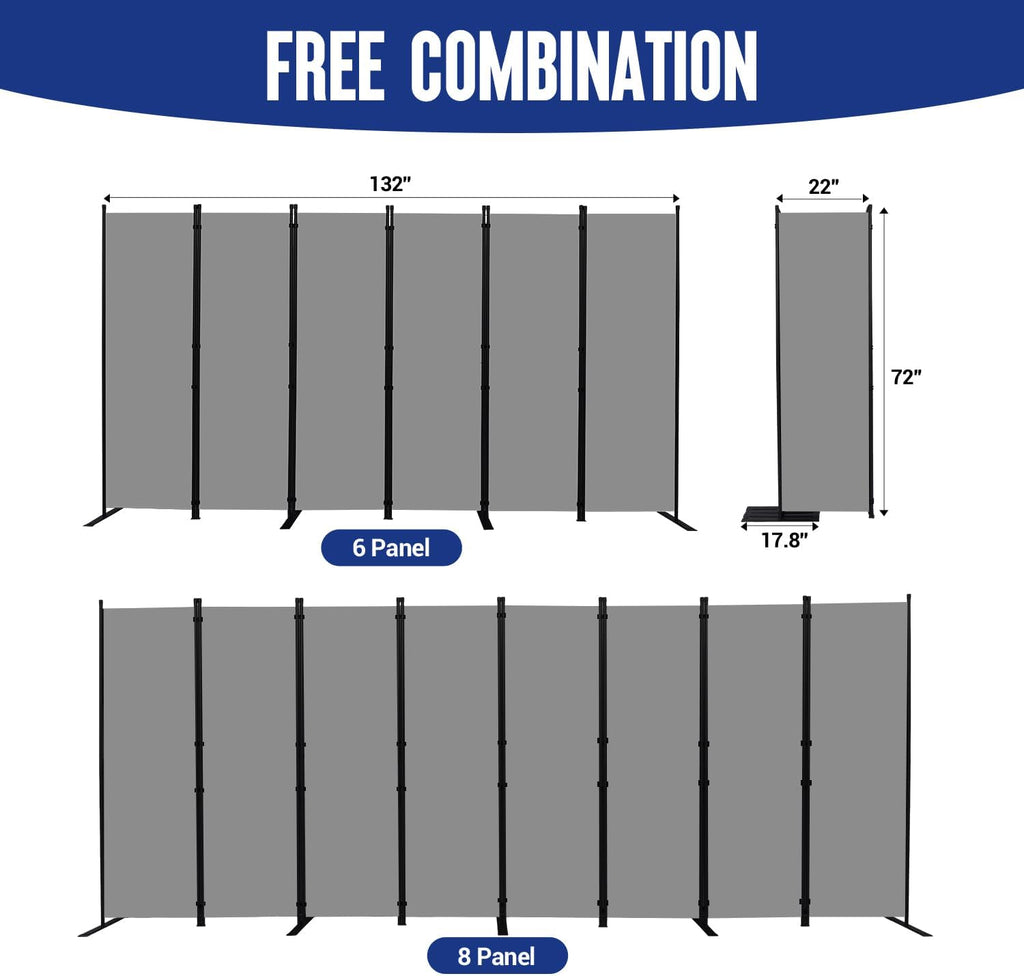 6 Panel Fabric Room Divider