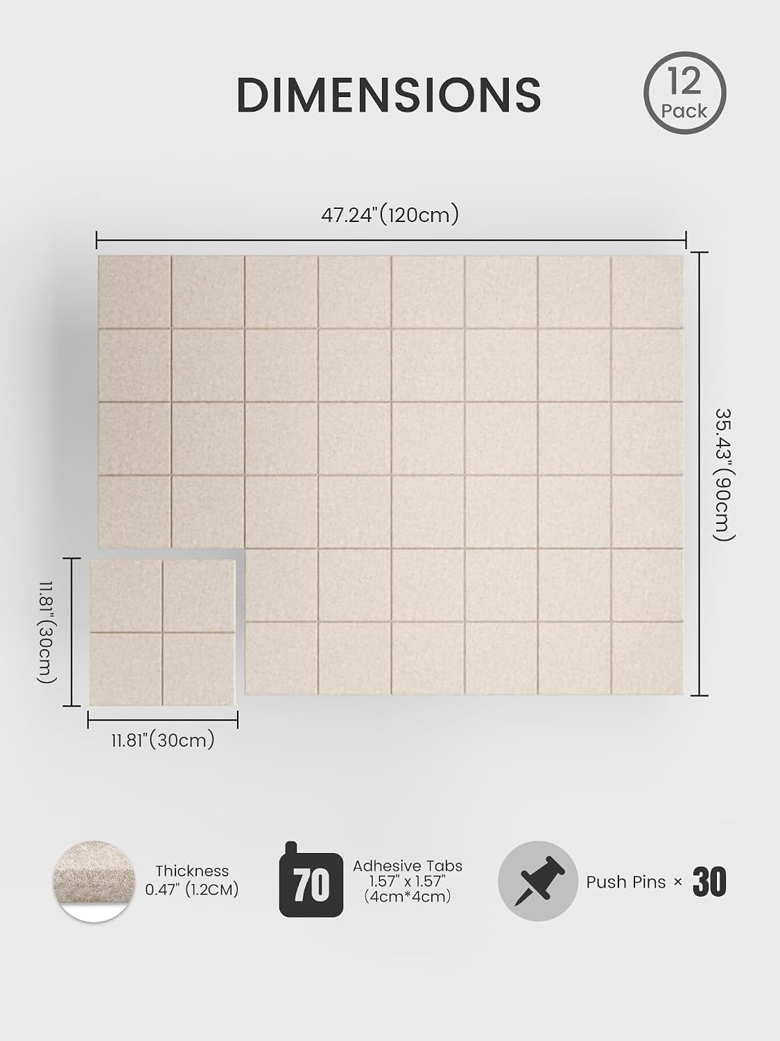 12-Pack Oatmeal Felt Bulletin Boards
