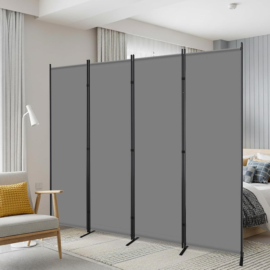 4 Panel Grey Fabric Room Divider