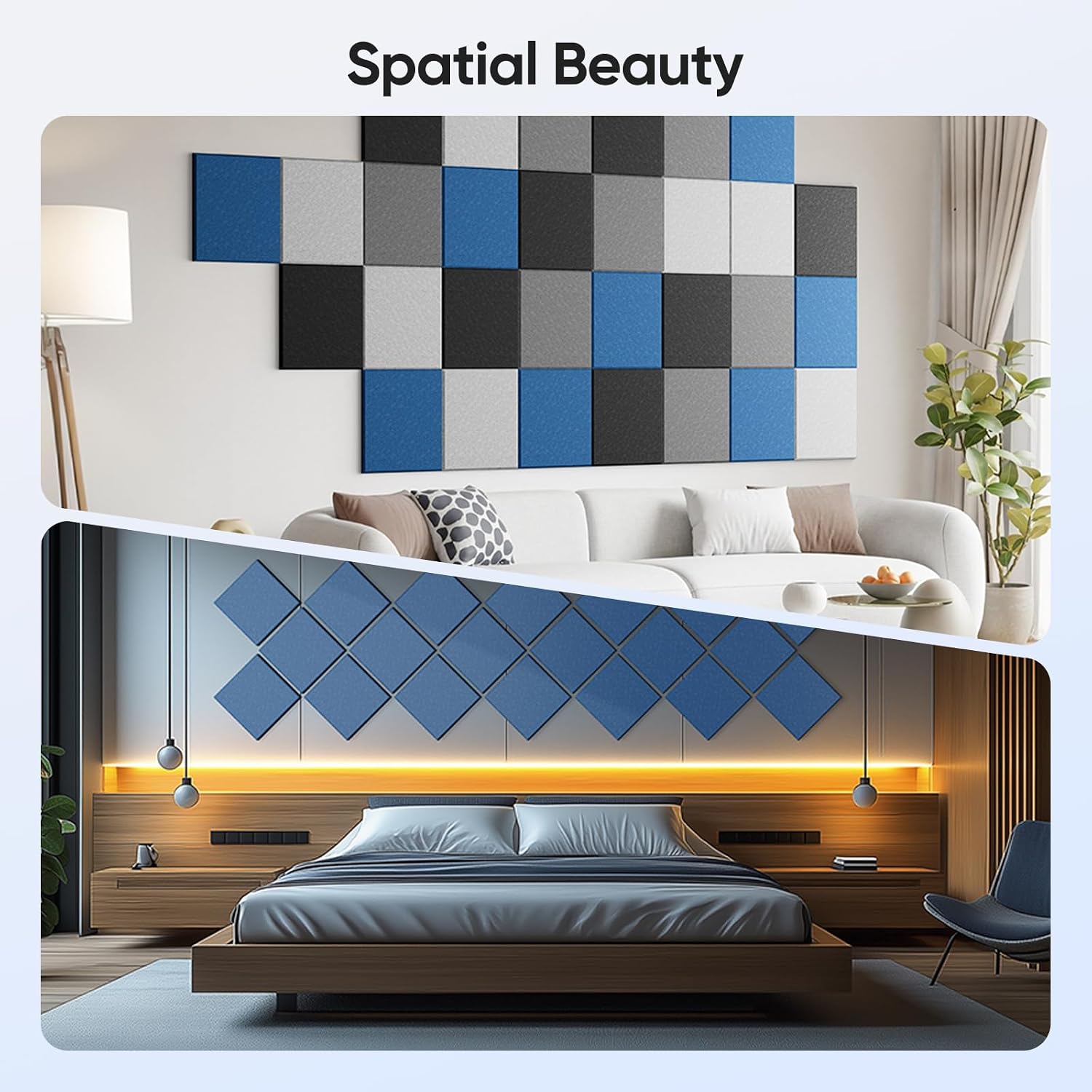 12 Pack Yale Blue Square Acoustic Panels