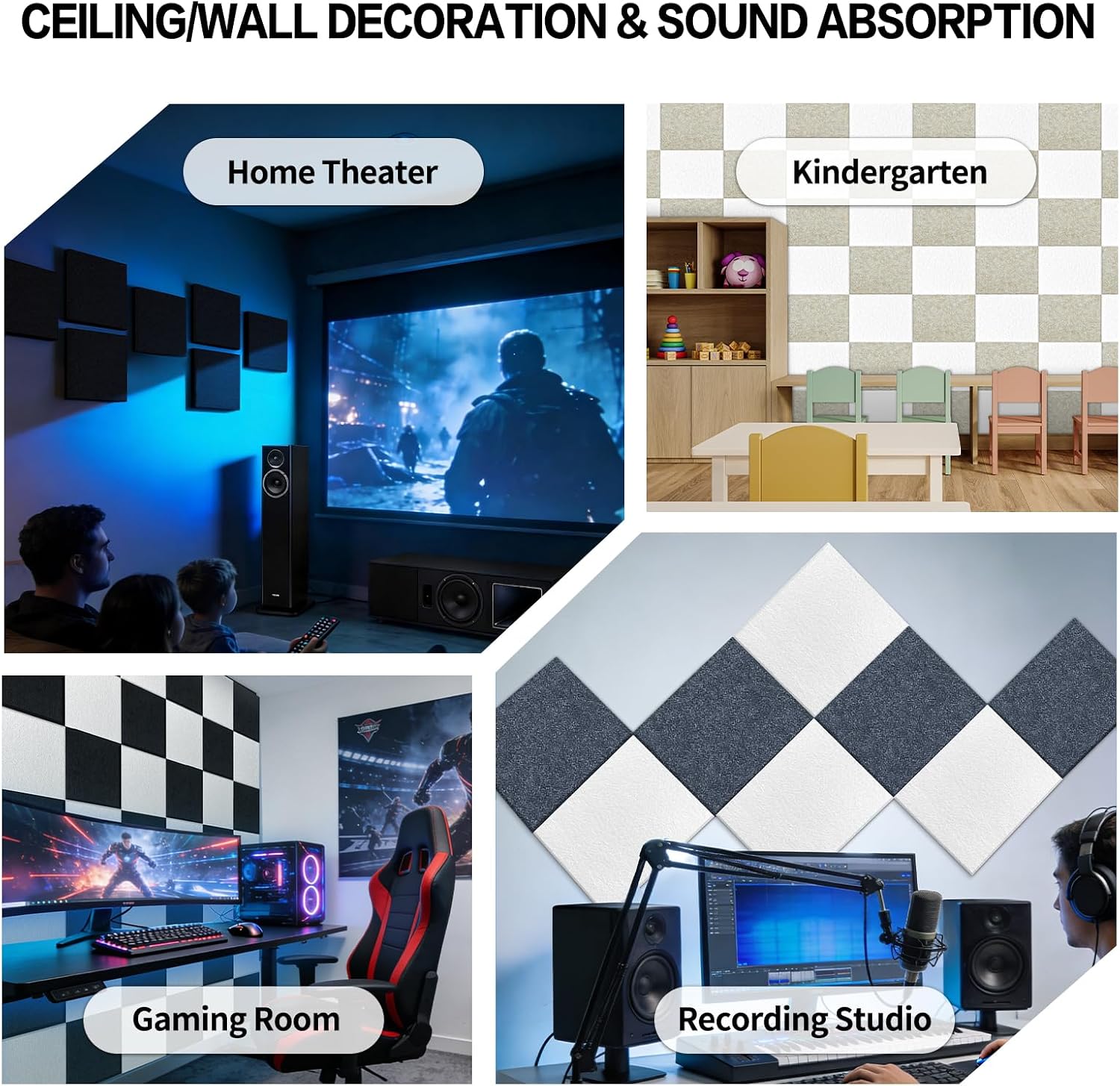 16Pcs High Density Acoustic Panels