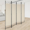 4 Panel Beige Fabric Room Divider
