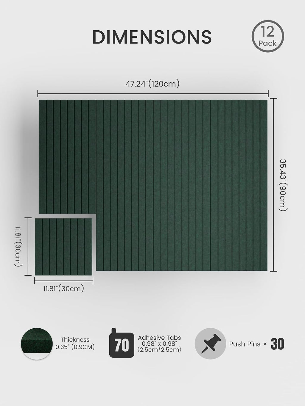 12-Pack Pine Green Felt Bulletin Boards