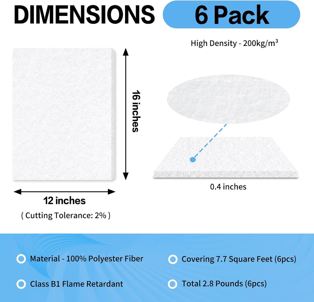 6 Pack High Density Acoustic Panels