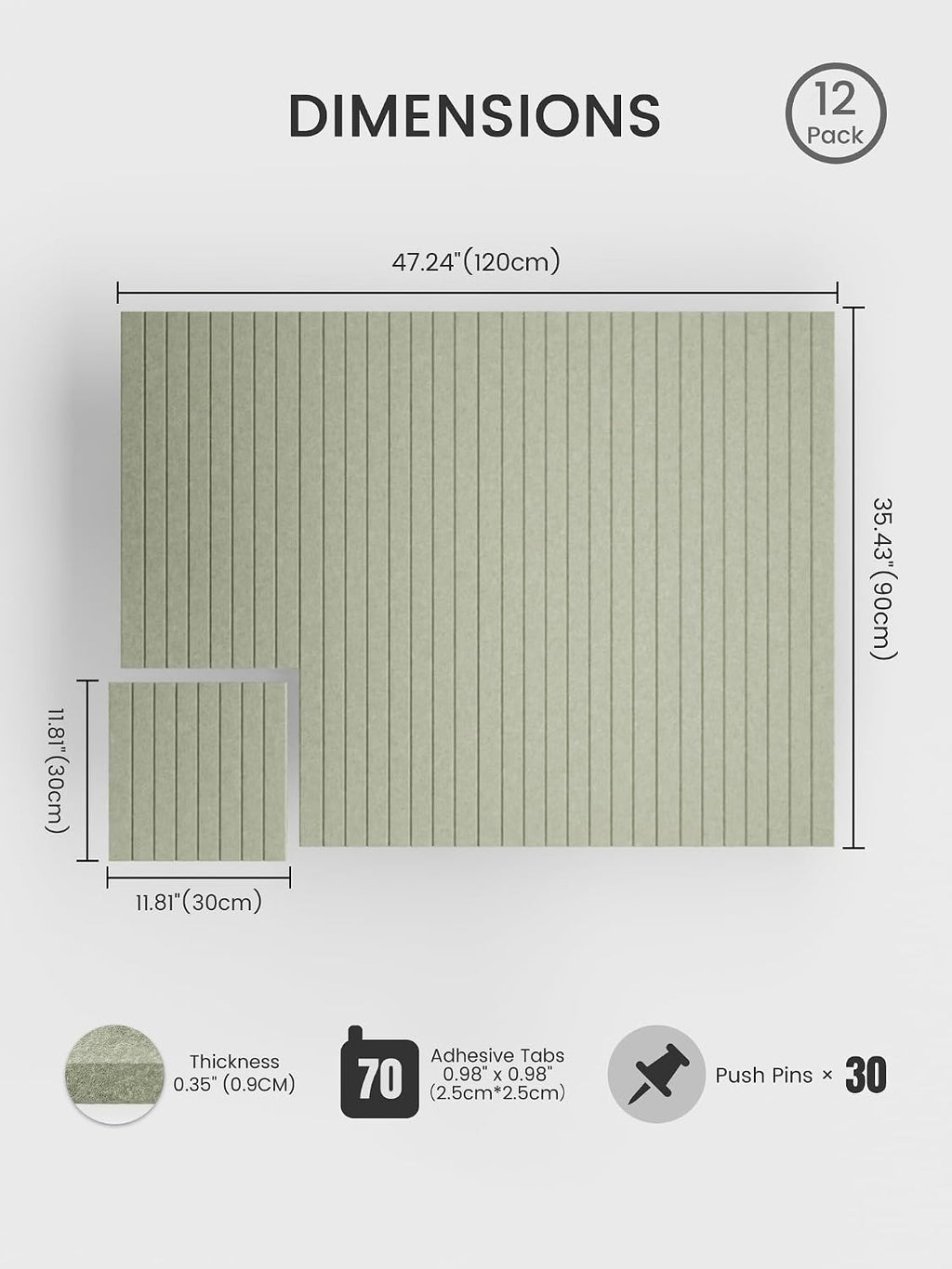 12-Pack Sage Felt Bulletin Boards