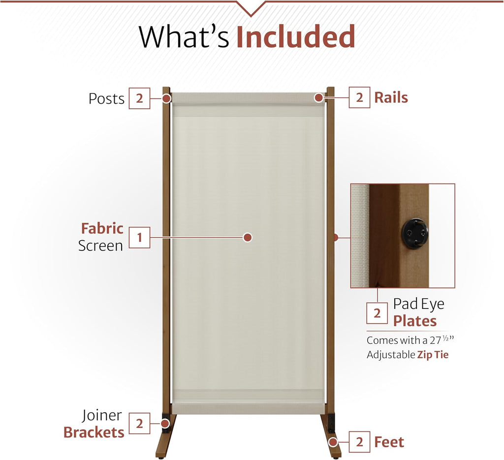 1-Panel Cedar Wood Fabric Room Divider