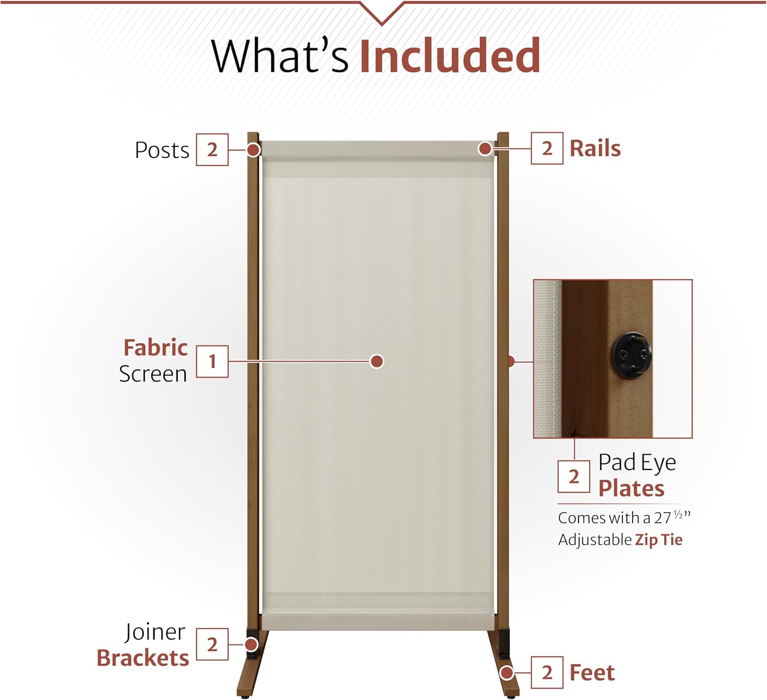 1-Panel Cedar Wood Fabric Room Divider