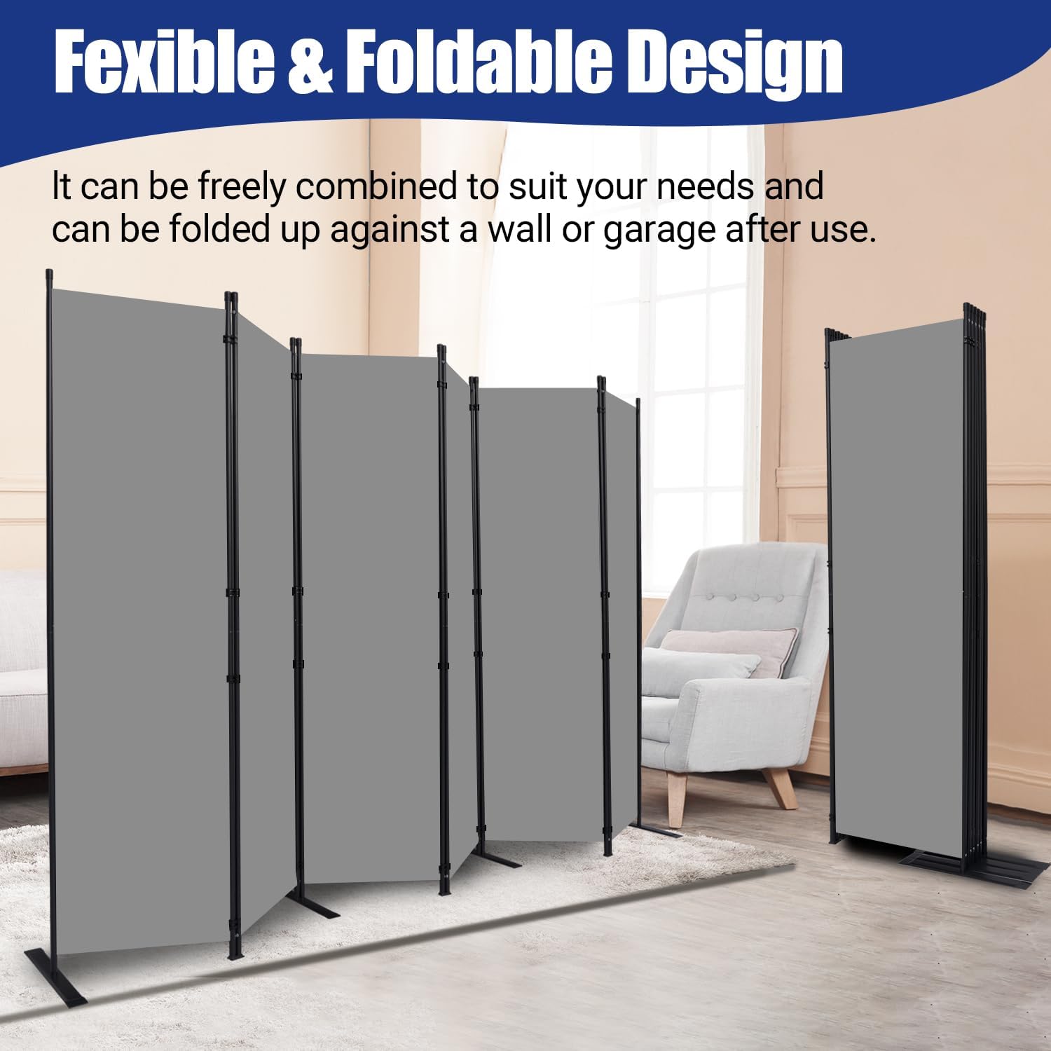 6 Panel Fabric Room Divider