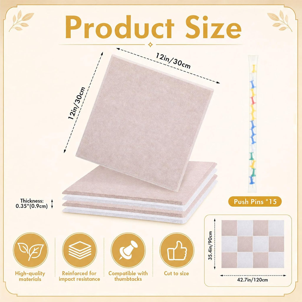 12 Pack Felt Bulletin Acoustic Panels