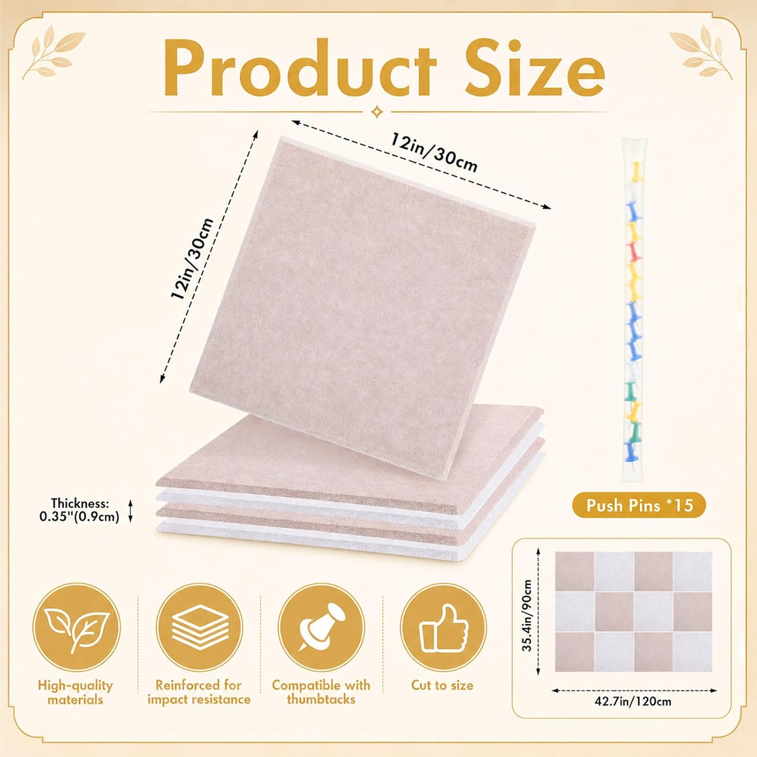12 Pack Felt Bulletin Acoustic Panels