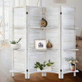 4 Panel White Room Divider with Shelves