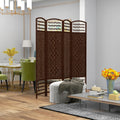 4 Panel Brown Wave Room Divider Screen