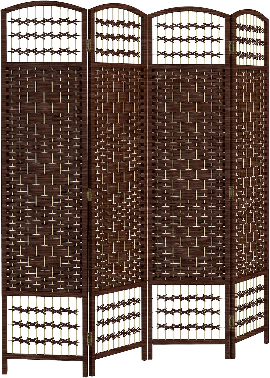 4 Panel Brown Wave Room Divider Screen