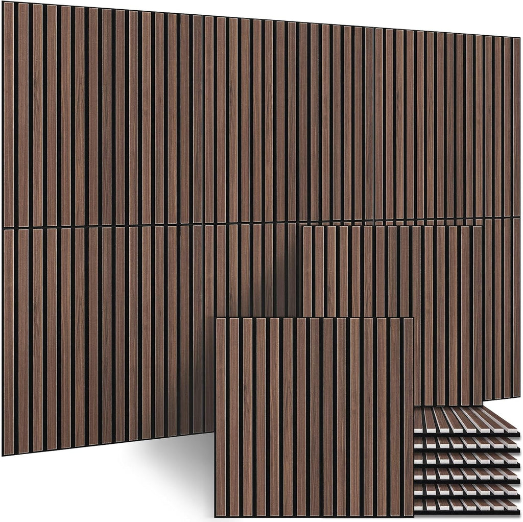 6-Pack Faux Wood Slat Acoustic Panels