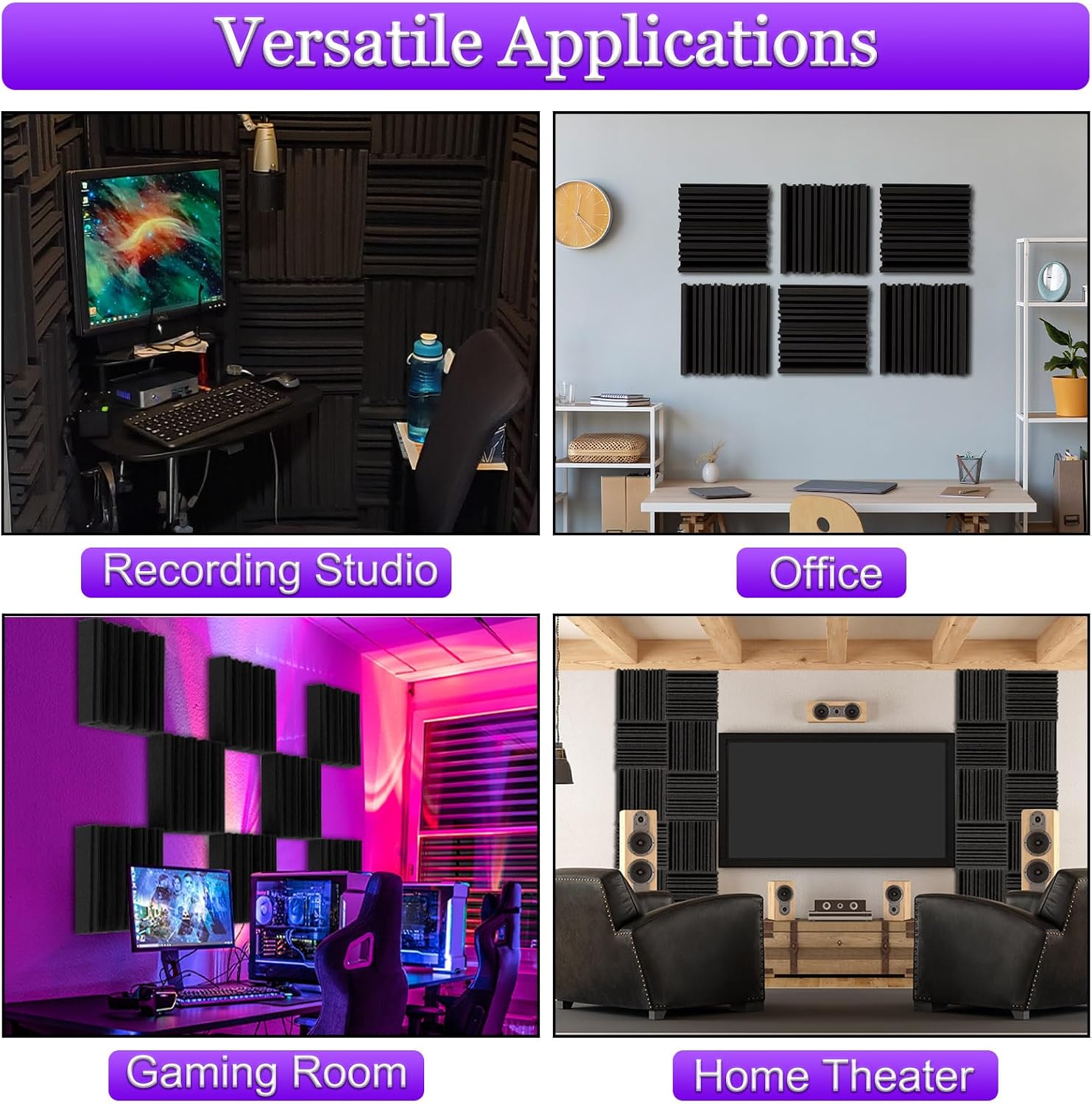 52 Pcs Groove Acoustic Foam Panels