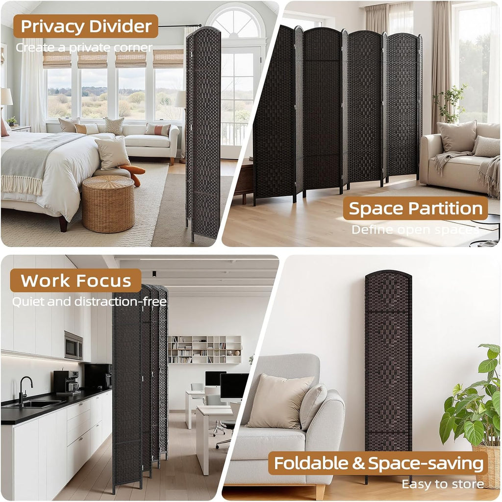 8 Panel Dark Mocha Room Divider Screen