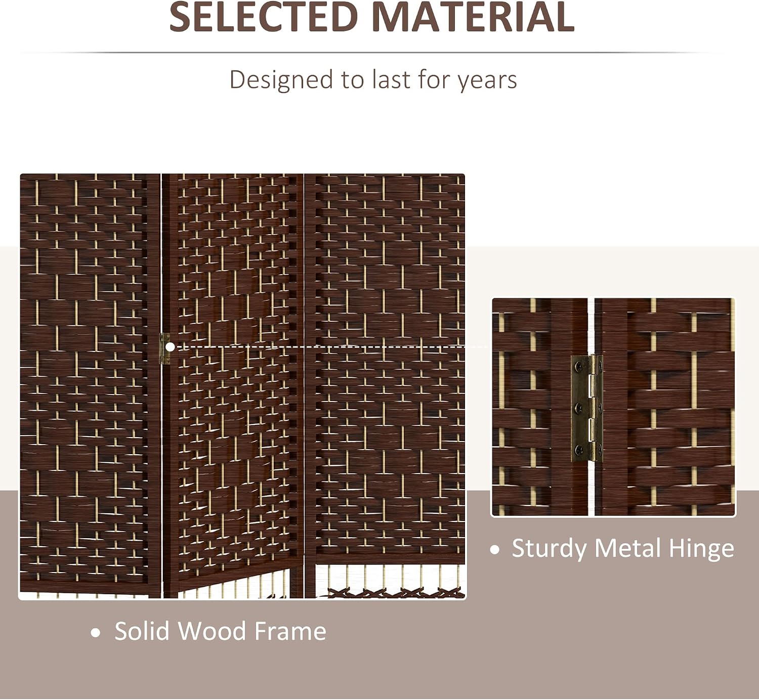 4 Panel Brown Wave Room Divider Screen