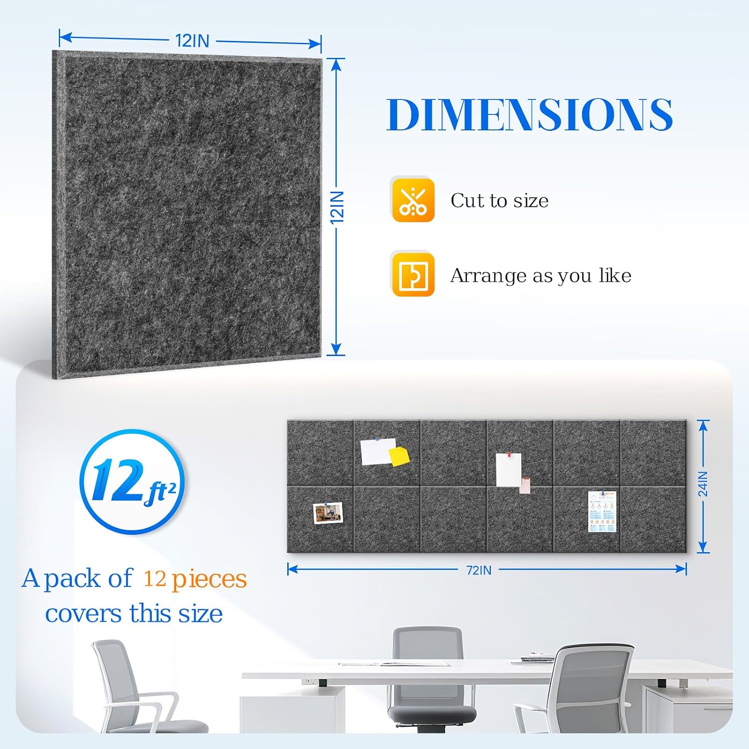 12 Pcs Dark Grey Felt Bulletin Boards