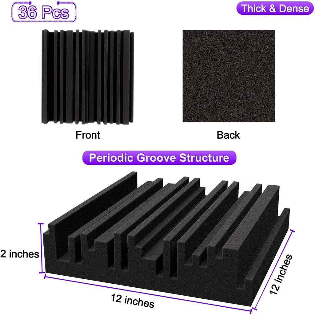 36 Pcs Groove Acoustic Foam Panels