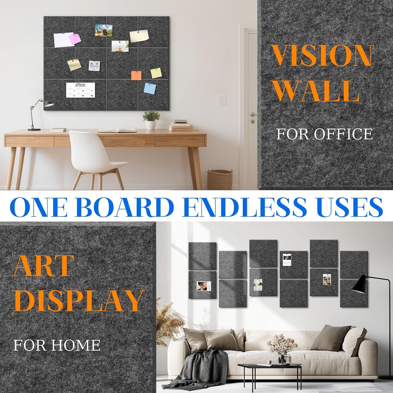 12 Pcs Dark Grey Felt Bulletin Boards