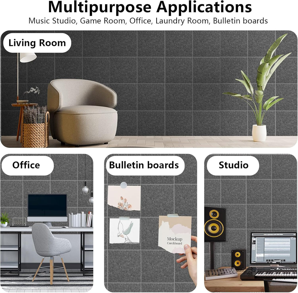 12 Pack Dark Gray Acoustic Wall Panels