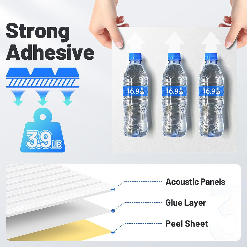12 Pack White Slatted Acoustic Panels