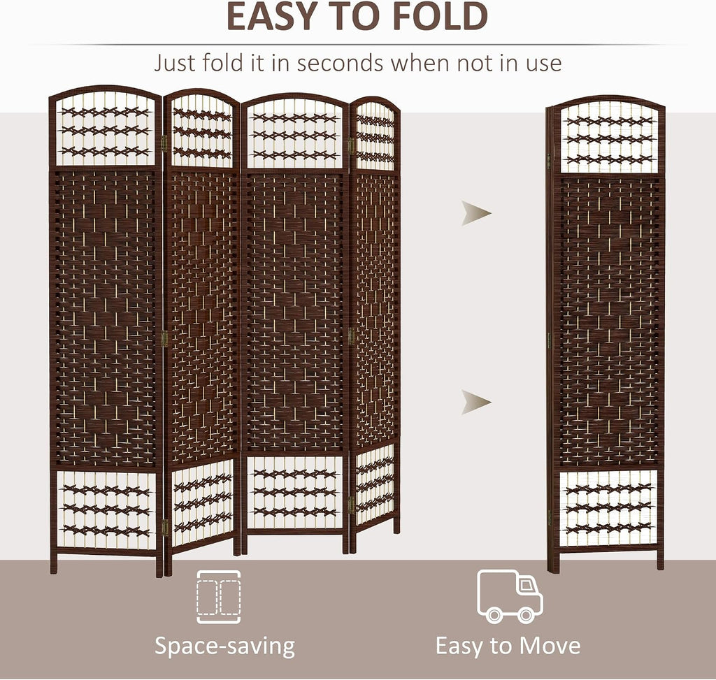 4 Panel Brown Wave Room Divider Screen