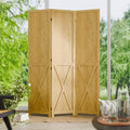 3 Panel Natural Wood Room Divider Screen