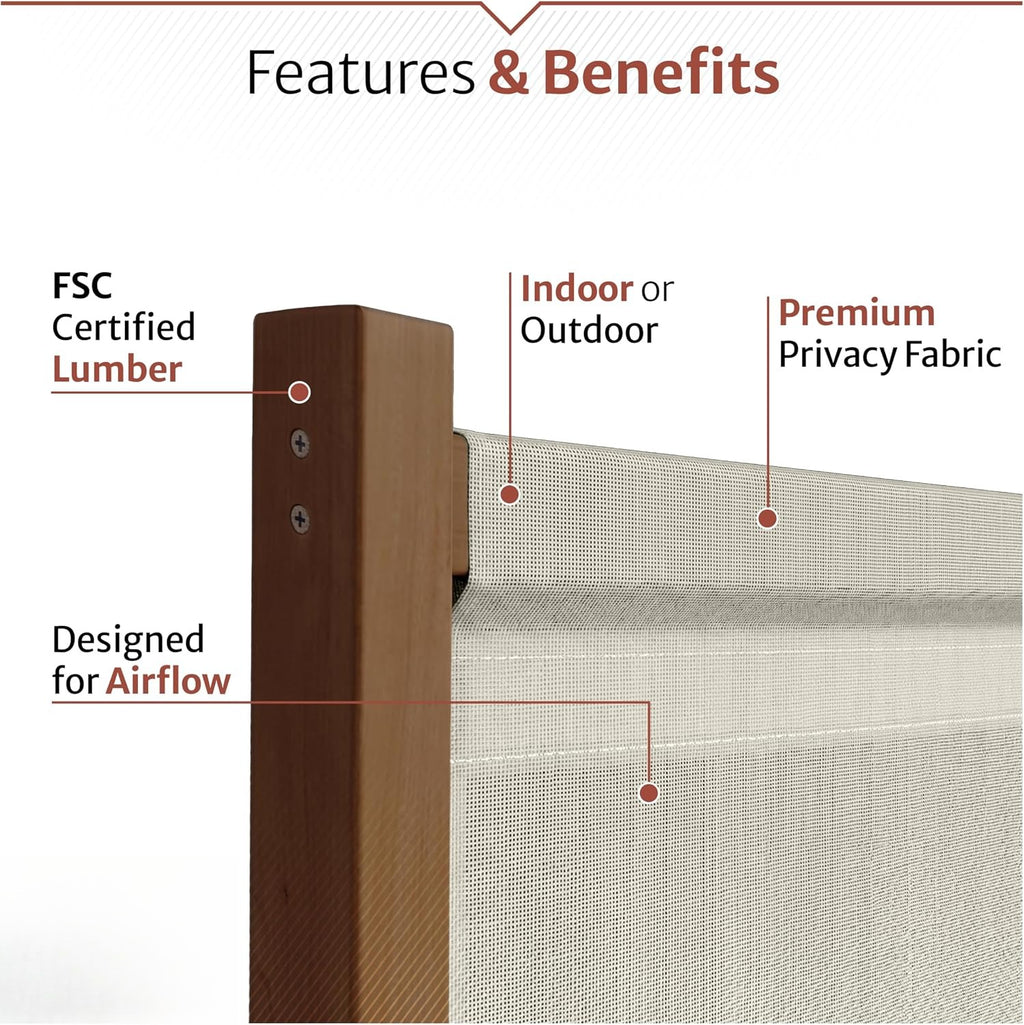1-Panel Cedar Wood Fabric Room Divider
